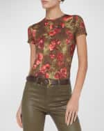 Image 2 of 3: L'Agence Ressi Short-Sleeve Floral Cheetah Tee