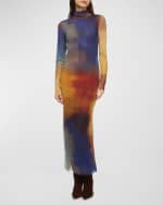 Image 3 of 4: MISA Los Angeles Liv Ombré Mesh Turtleneck Long-Sleeve Midi Dress