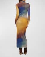 Image 2 of 4: MISA Los Angeles Liv Ombré Mesh Turtleneck Long-Sleeve Midi Dress