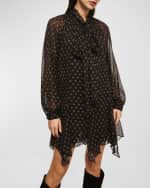 Image 3 of 3: MISA Los Angeles Cindy Chiffon Tie-Neck Handkerchief Mini Dress