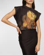 Image 1 of 4: MISA Los Angeles Lucy Dolman-Sleeve Floral Satin Top