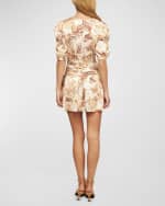 Image 2 of 3: MISA Los Angeles Narcissa Gathered Puff-Sleeve Satin Mini Dress
