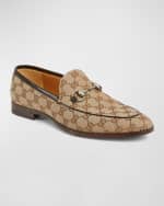 Image 4 of 5: Gucci Men's GG Canvas Bit Loafers