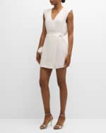 Image 2 of 6: SIMKHAI Margo Sleeveless Combo Wrap-Skirt Mini Dress