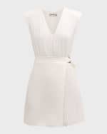 Image 1 of 6: SIMKHAI Margo Sleeveless Combo Wrap-Skirt Mini Dress