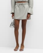 Image 2 of 6: SIMKHAI Shiori Drawstring Cotton Stripe Mini Skirt