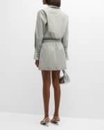 Image 4 of 6: SIMKHAI Blythe Cropped Cotton Stripe Button-Front Top