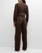 Image 3 of 6: SIMKHAI Delfina Straight-Leg Cinched Cargo Pants