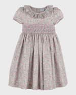 Image 1 of 2: Luli & Me Lavender Floral Smock Dress
