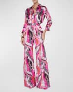 Image 4 of 4: L'Agence Buckle Swirl Pilar Wide-Leg Silk Pants