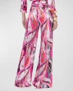 Image 3 of 4: L'Agence Buckle Swirl Pilar Wide-Leg Silk Pants