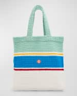 Image 1 of 6: CASABLANCA Men's Cotton Stripe Crochet Tote Bag