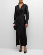 Image 5 of 6: SIMKHAI Talita Drape-Front Midi Dress