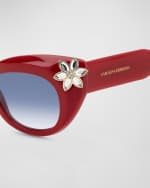Image 5 of 5: Carolina Herrera Diva Crystal Acetate Cat-Eye Sunglasses