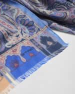 Image 3 of 4: Etro Paisley Print Silk & Cashmere Scarf