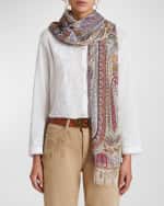 Image 2 of 3: Etro Paisley & Floral Silk Scarf