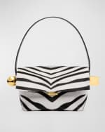 Image 1 of 4: Jacquemus Le Rond Carre Zebra-Printed Leather Shoulder Bag