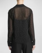 Image 2 of 3: Vince Sheer Dot Blouse with Lace Trim Cami