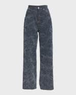 Image 1 of 6: Stella McCartney Boucle Denim Wide-Leg Jeans