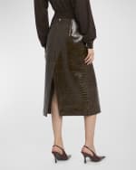 Image 4 of 6: Stella McCartney Altermat Croc-Embossed Midi Skirt