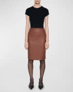 Image 3 of 3: Enza Costa Knee-Length Faux Leather Skirt
