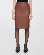 Image 1 of 3: Enza Costa Knee-Length Faux Leather Skirt