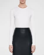 Image 1 of 3: Enza Costa Cashmere Cotton Pointelle Long-Sleeve Crewneck Top