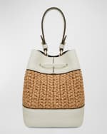 Image 3 of 4: STRATHBERRY Lana Osette Raffia & Leather Bucket Bag