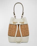 Image 1 of 4: STRATHBERRY Lana Osette Raffia & Leather Bucket Bag