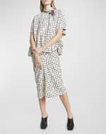 Image 5 of 6: Dries Van Noten Harens Grid Print Asymmetric Midi Skirt