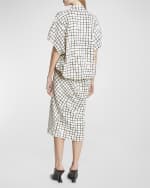 Image 3 of 6: Dries Van Noten Harens Grid Print Asymmetric Midi Skirt