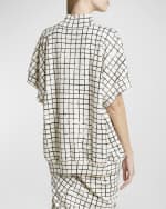 Image 4 of 7: Dries Van Noten Halovara Grid Print Blouse with Rhinestone Details