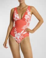 Image 1 of 4: Sea Level Swim Aloha Longline Tri One-Piece Swimsuit