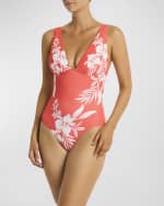 Image 4 of 4: Sea Level Swim Aloha Longline Tri One-Piece Swimsuit
