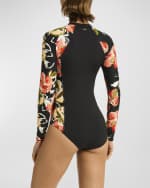 Image 2 of 4: Sea Level Swim Juniper Multifit Rashguard One-Piece Swimsuit