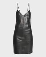 Image 1 of 6: Saint Laurent Sleeveless Leather Backless Dress