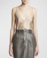 Image 3 of 6: Saint Laurent Satin Blouse with Lace Detail