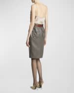 Image 4 of 6: Saint Laurent Satin Blouse with Lace Detail