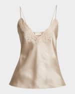 Image 1 of 6: Saint Laurent Satin Blouse with Lace Detail