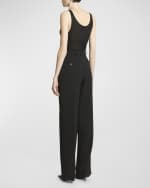 Image 4 of 6: Saint Laurent High-Rise Pleated Straight-Leg Pants