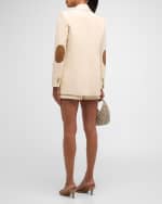 Image 3 of 6: Alice + Olivia Billie Elbow Patch Boxy Blazer