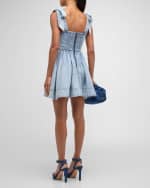 Image 3 of 6: Alice + Olivia Amina Corset Denim Mini Dress