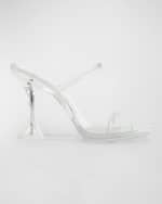 Image 1 of 3: Amina Muaddi Brito Clear Mule Stiletto Sandals