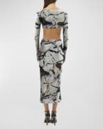 Image 2 of 2: Roberto Cavalli Marble Long-Sleeve 2-Piece Midi Dress