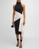 Image 5 of 6: Chiara Boni La Petite Robe Draped Bodycon Halter Midi Dress