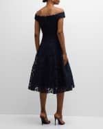 Image 4 of 6: Rickie Freeman for Teri Jon Off-Shoulder Floral Lace Midi Dress