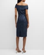 Image 4 of 6: Rickie Freeman for Teri Jon Ruched One-Shoulder Metallic Jacquard Dress