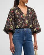 Image 3 of 6: Alice + Olivia Julius Blouson-Sleeve Tunic Top