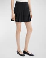 Image 2 of 5: Theory Pleated Wool Suiting Mini Skirt