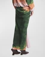 Image 4 of 6: Dries Van Noten Saren Brushstroke-Print Asymmetric Maxi Skirt